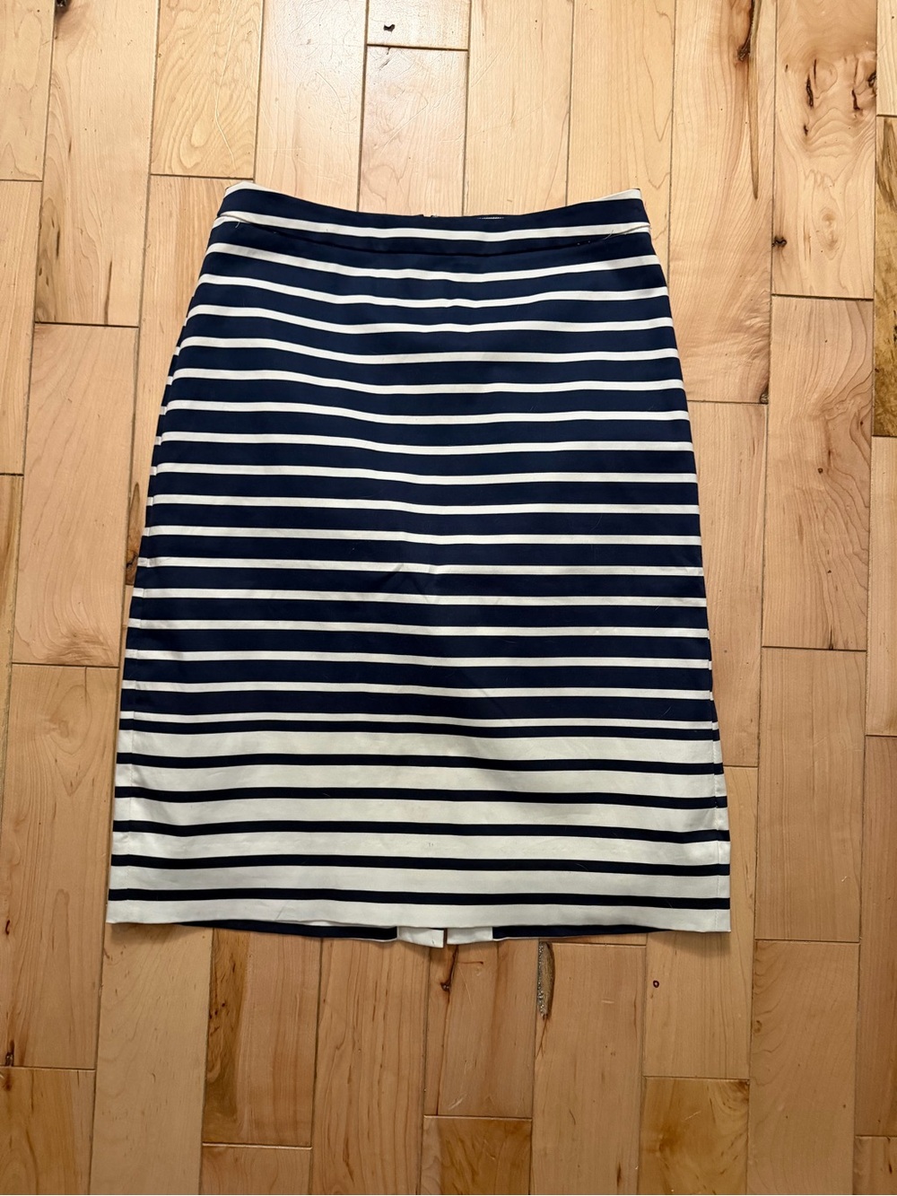 J. Crew Navy and White Striped Pencil Skirt